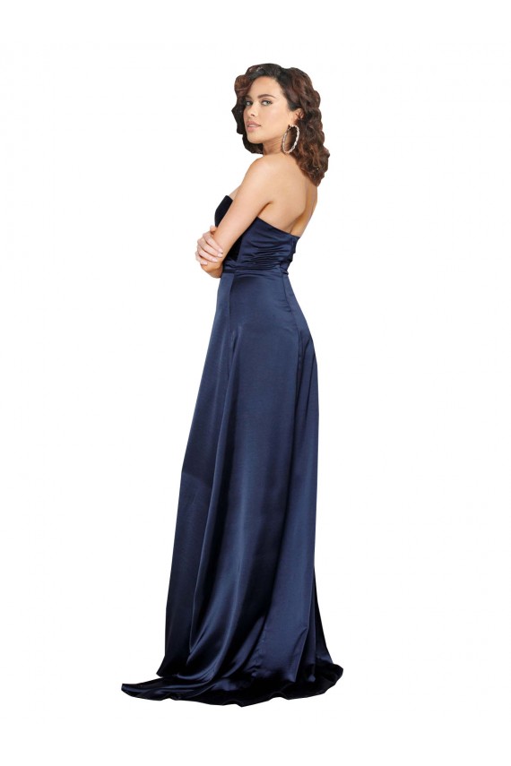 Sapphire línea A Cuello Alto Satén sedoso Largo Formales Vestidos de dama de honor / Vestidos de fiesta Tiendas
