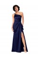 Sapphire línea A Un Hombre Satén sedoso Largo Formales Vestidos de dama de honor / Vestidos de fiesta Tiendas