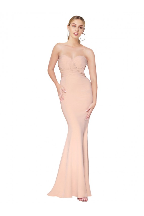 Sirena Cuello Alto Crepé Elástico Largo Formales Vestidos de dama de honor / Vestidos de fiesta Tiendas