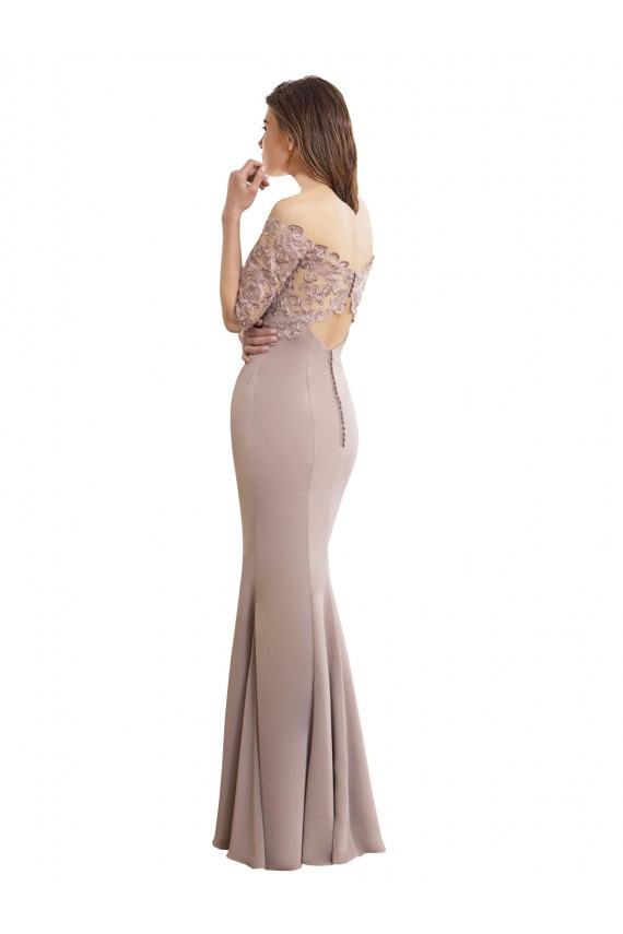 Sirena Cuello Alto Gasa Encaje Largo Vestidos de dama de honor Tiendas