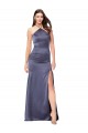 Sirena Halter Satén sedoso Largo Formales Vestidos de dama de honor / Vestidos de fiesta Tiendas