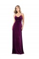 Uva línea A Cucharón Cuello en V Terciopelo Elástico Largo Formales Vestidos de dama de honor / Vestidos de fiesta Tiendas