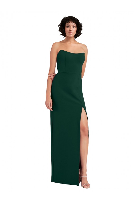Verde Midnight Cubierta Cucharón Sin tirantes Crepé Elástico Largo Formales Vestidos de dama de honor / Vestidos de fiesta Tiendas