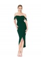 Verde Midnight Sirena Hombros Descubiertos Crepé Elástico Corto Asimétrico Formales Vestidos de dama de honor / Vestidos de fiesta / Vestidos de cóctel Tiendas