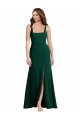 Verde Midnight Trompeta Cuadrado Crepé Elástico Largo Vestidos de dama de honor / Vestidos de fiesta Tiendas