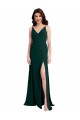 Verde Midnight línea A Cuello en V Crepé Elástico Largo Formales Vestidos de dama de honor / Vestidos de fiesta Tiendas