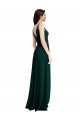 Verde Midnight línea A Cuello en V Crepé Elástico Largo Formales Vestidos de dama de honor / Vestidos de fiesta Tiendas