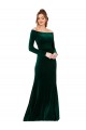 Verde oscuro Cubierta Hombros Descubiertos Terciopelo Elástico Largo Formales Vestidos de dama de honor / Vestidos de fiesta Tiendas