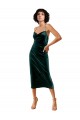 Verde oscuro Cubierta Tirantes espagueti Midi Terciopelo Elástico Corto Formales Vestidos de dama de honor / Vestidos de fiesta / Vestidos de cóctel Tiendas