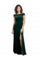Verde oscuro línea A Cuadrado Terciopelo Elástico Largo Formales Vestidos de dama de honor / Vestidos de fiesta Tiendas