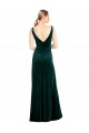Verde oscuro línea A Cuello en V Terciopelo Elástico Largo Formales Vestidos de dama de honor / Vestidos de fiesta Tiendas