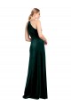 Verde oscuro línea A Tirantes espagueti Cuello joya Terciopelo Elástico Largo Vestidos de dama de honor / Vestidos de fiesta Tiendas