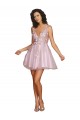 línea A Cuello en V Corto Tul Corto Vestidos de dama de honor / Vestidos de cóctel / Vestidos para homecoming Tiendas