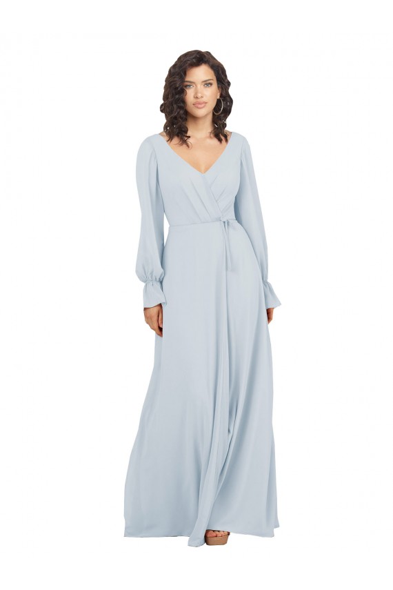 línea A Cuello en V Gasa Largo Vestidos de dama de honor Tiendas