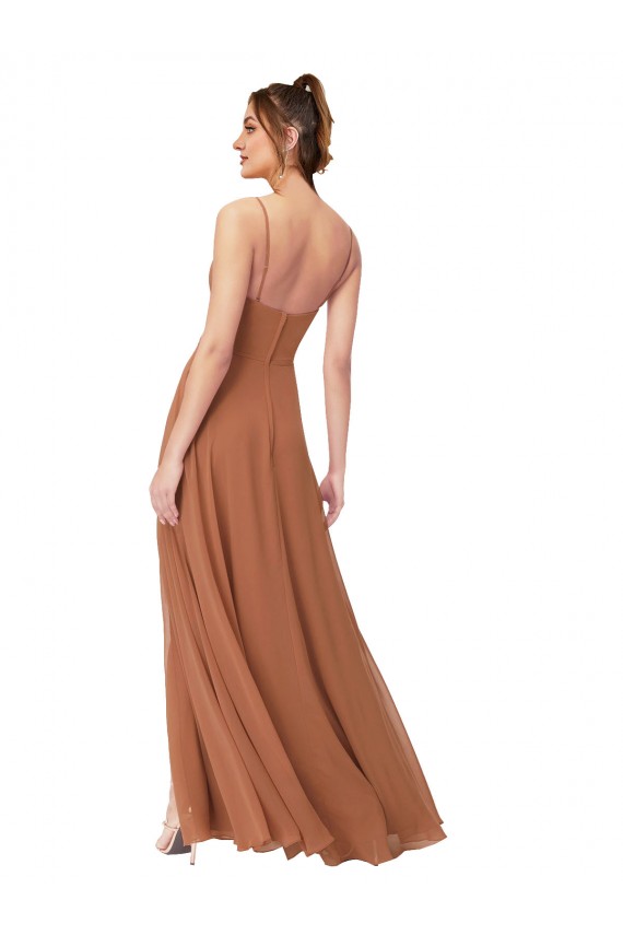 línea A Gasa Largo Vestidos de dama de honor Tiendas