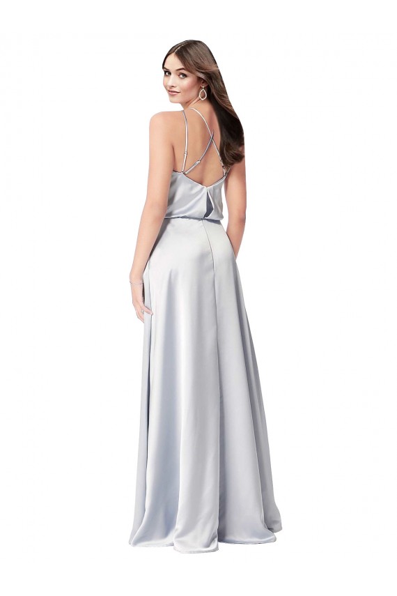 línea A Halter Satén sedoso Largo Formales Vestidos de dama de honor / Vestidos de noche Tiendas