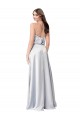 línea A Halter Satén sedoso Largo Formales Vestidos de dama de honor / Vestidos de noche Tiendas