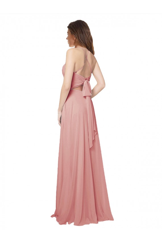 línea A Sin tirantes Gasa Largo Vestidos de dama de honor Tiendas